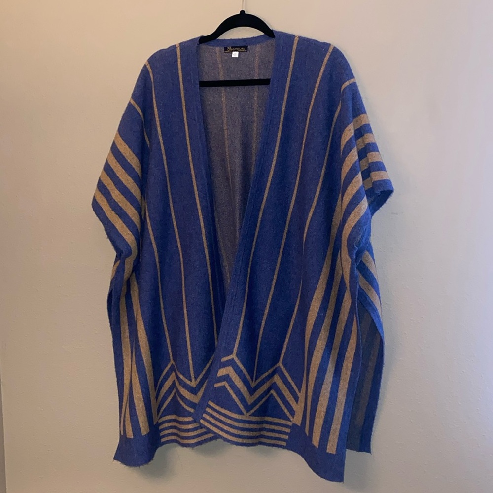 Baciano by Bacci stripped cardigan, shawl blue/tan S/M